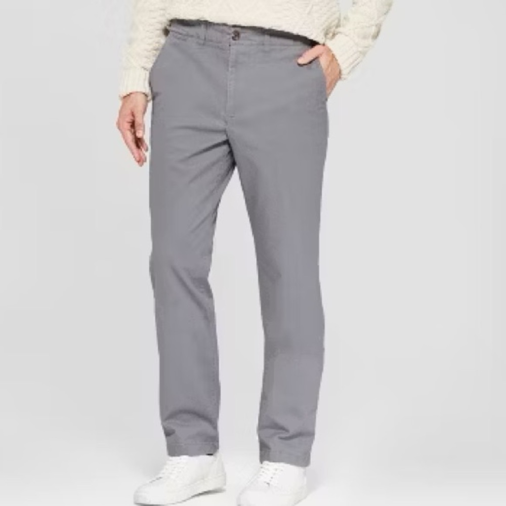 Calvin Klein Flex Men’s Straight-Fit Flat-Front Stretch Grey Chino Pants 40x 32 - Picture 2 of 10